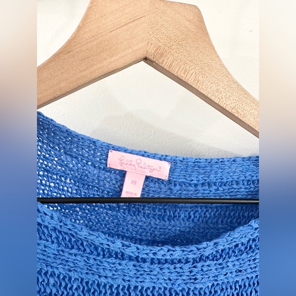Lilly Pulitzer Luca Lapis Blue Fringe Sleeveless Sweater Size XS - Picture 6 of 7
